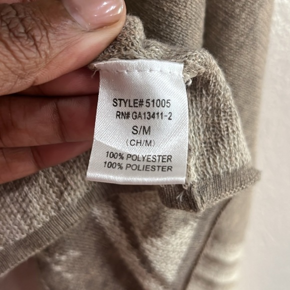 Bajee Collection By Becool Cardigan S/M Womens Tan Cream Long Sleeve Boho - Picture 7 of 11